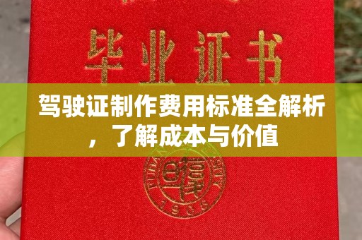连云港驾驶证制作费用标准全解析，了解成本与价值
